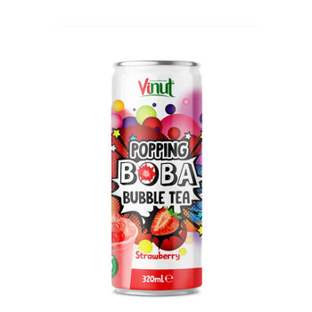Vinut Popping Boba Bubble Tea Strawberry (320ml) - Papaya Express